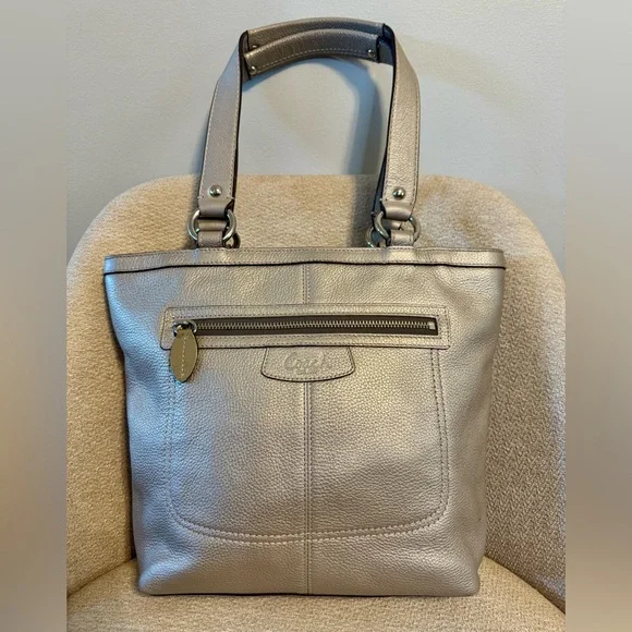 Coach Penelope Metallic Pebbled Leather Shoulder Bag - Picture 3 of 15